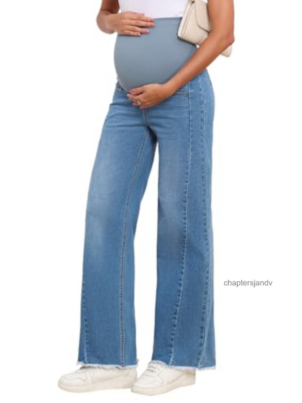 Maternity Bootcut Straight Leg Stretchy Denim Pants Adjustable Waist